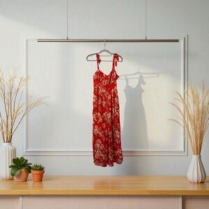 Lulu's Vibrant Red Floral Dress